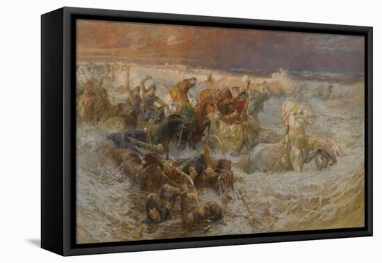 Pharaoh's Army Engulfed by the Red Sea-Frederick Arthur Bridgman-Framed Premier Image Canvas