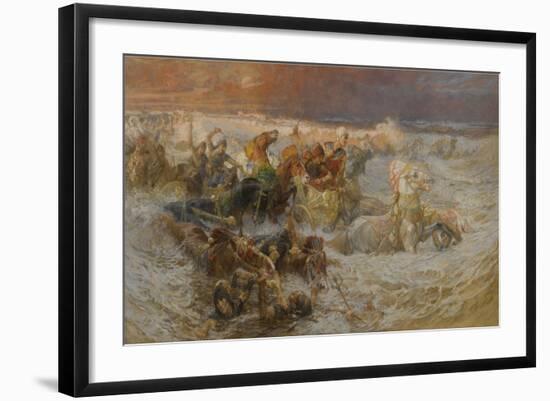 Pharaoh's Army Engulfed by the Red Sea-Frederick Arthur Bridgman-Framed Giclee Print