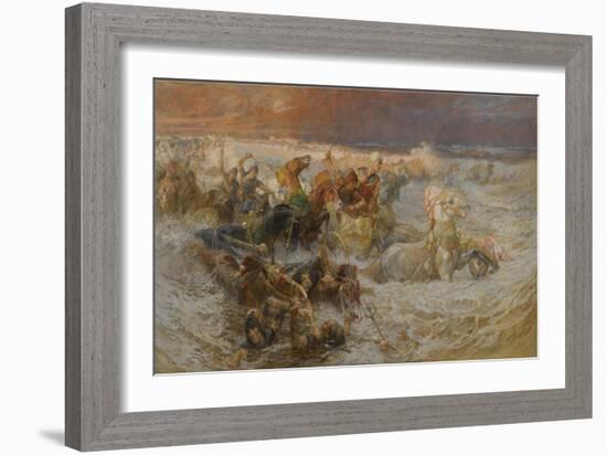 Pharaoh's Army Engulfed by the Red Sea-Frederick Arthur Bridgman-Framed Giclee Print