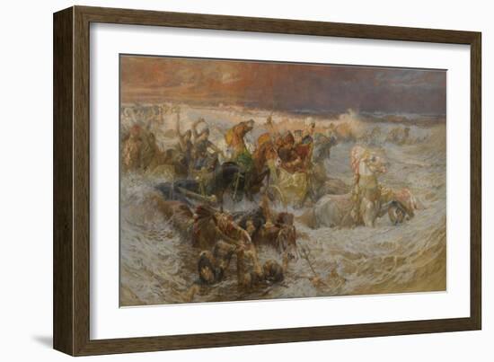 Pharaoh's Army Engulfed by the Red Sea-Frederick Arthur Bridgman-Framed Giclee Print