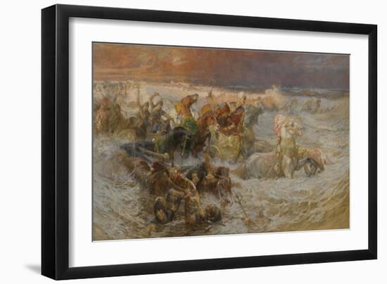 Pharaoh's Army Engulfed by the Red Sea-Frederick Arthur Bridgman-Framed Giclee Print