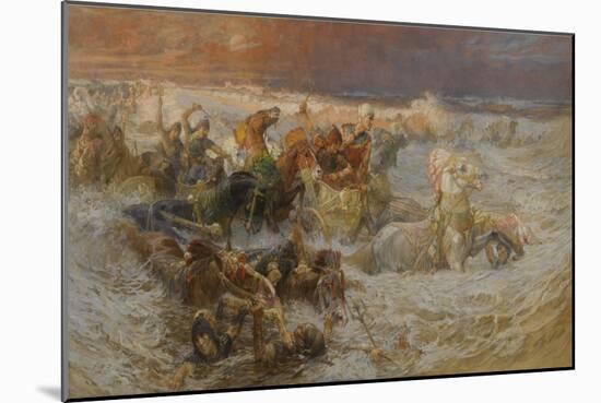 Pharaoh's Army Engulfed by the Red Sea-Frederick Arthur Bridgman-Mounted Giclee Print