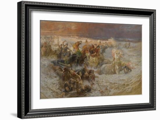 Pharaoh's Army Engulfed by the Red Sea-Frederick Arthur Bridgman-Framed Giclee Print