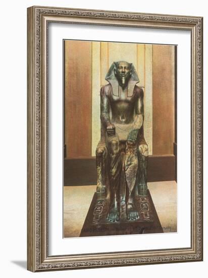 Pharaoh Statue in Cairo Museum, Egypt-null-Framed Art Print