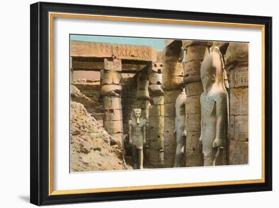 Pharaoh Statues, Luxor, Egypt-null-Framed Premium Giclee Print