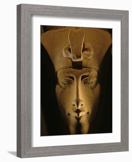 Pharaohs of the Sun, Sandstone Image of Akhenaten at Karnak, Egypt-Kenneth Garrett-Framed Photographic Print