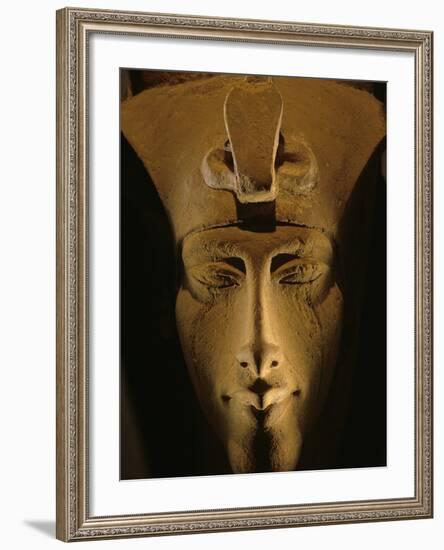 Pharaohs of the Sun, Sandstone Image of Akhenaten at Karnak, Egypt-Kenneth Garrett-Framed Photographic Print