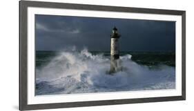 Phare d'Ar-Men lors d'une tempete-Jean Guichard-Framed Art Print
