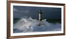 Phare d'Ar-Men lors d'une tempete-Jean Guichard-Framed Art Print