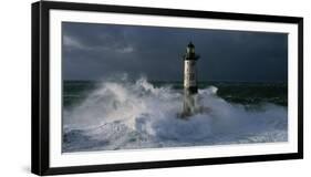 Phare d'Ar-Men lors d'une tempete-Jean Guichard-Framed Art Print