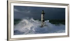 Phare d'Ar-Men lors d'une tempete-Jean Guichard-Framed Art Print