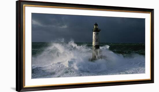 Phare d'Ar-Men lors d'une tempete-Jean Guichard-Framed Art Print