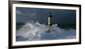 Phare d'Ar-Men lors d'une tempete-Jean Guichard-Framed Art Print