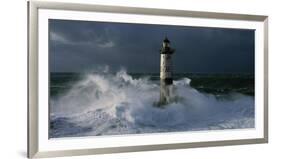 Phare d'Ar-Men lors d'une tempete-Jean Guichard-Framed Art Print