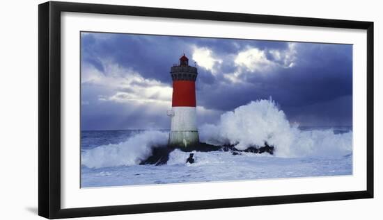 Phare des Pierres-noires lors d'une Tempete-Jean Guichard-Framed Art Print