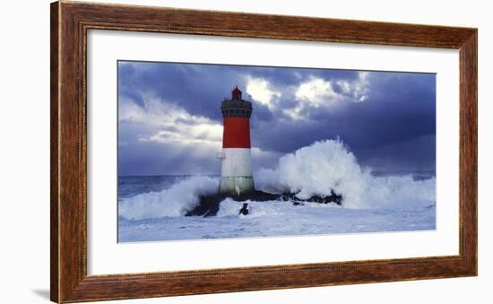 Phare des Pierres-noires lors d'une Tempete-Jean Guichard-Framed Art Print