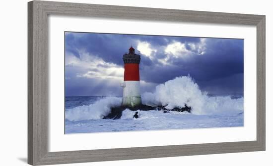 Phare des Pierres-noires lors d'une Tempete-Jean Guichard-Framed Art Print