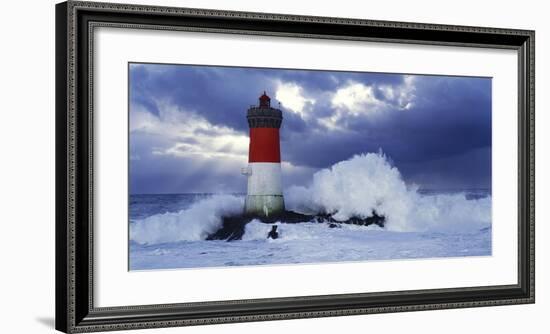 Phare des Pierres-noires lors d'une Tempete-Jean Guichard-Framed Art Print