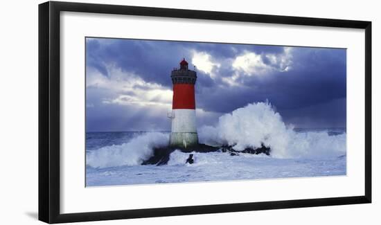 Phare des Pierres-noires lors d'une Tempete-Jean Guichard-Framed Art Print