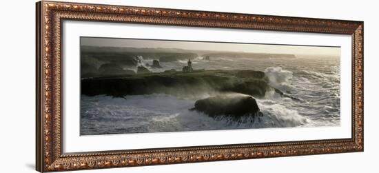 Phare des Poulains lors d'une tempete-Jean Guichard-Framed Art Print