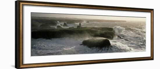 Phare des Poulains lors d'une tempete-Jean Guichard-Framed Art Print