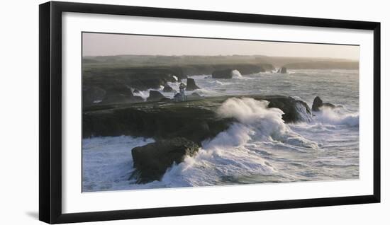 Phare des Poulains lors d'une Tempete-Jean Guichard-Framed Art Print