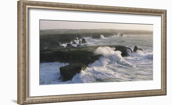 Phare des Poulains lors d'une Tempete-Jean Guichard-Framed Art Print