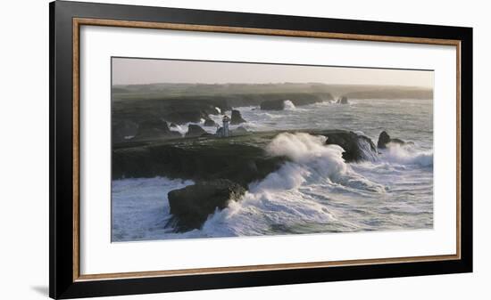 Phare des Poulains lors d'une Tempete-Jean Guichard-Framed Art Print