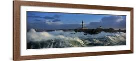 Phare du Creac'h lors d'une tempete-Jean Guichard-Framed Art Print