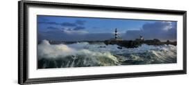 Phare du Creac'h lors d'une tempete-Jean Guichard-Framed Art Print