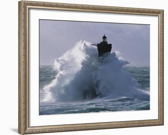 Phare du Four lors d'une tempete-Jean Guichard-Framed Art Print