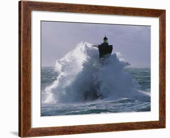 Phare du Four lors d'une tempete-Jean Guichard-Framed Art Print