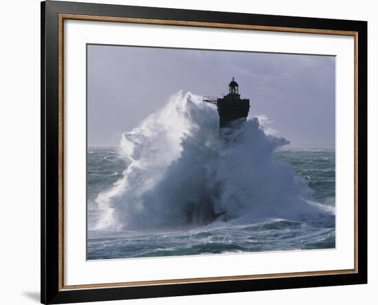 Phare du Four lors d'une tempete-Jean Guichard-Framed Art Print