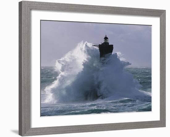 Phare du Four lors d'une tempete-Jean Guichard-Framed Art Print