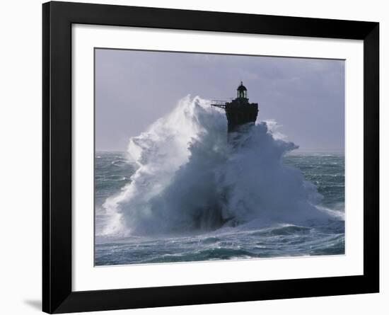 Phare du Four lors d'une tempete-Jean Guichard-Framed Art Print