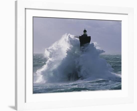 Phare du Four lors d'une tempete-Jean Guichard-Framed Art Print