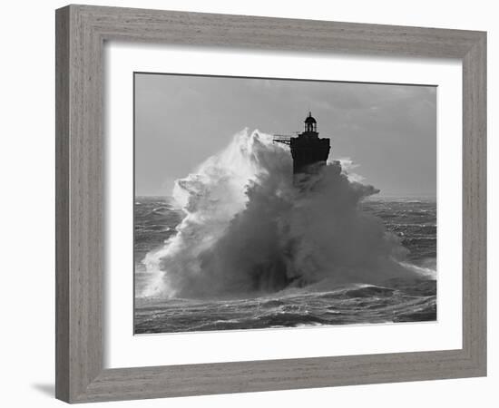 Phare du Four lors d'une Tempete-Jean Guichard-Framed Art Print