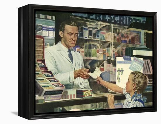 Pharmacist at Counter, 1946-null-Framed Premier Image Canvas