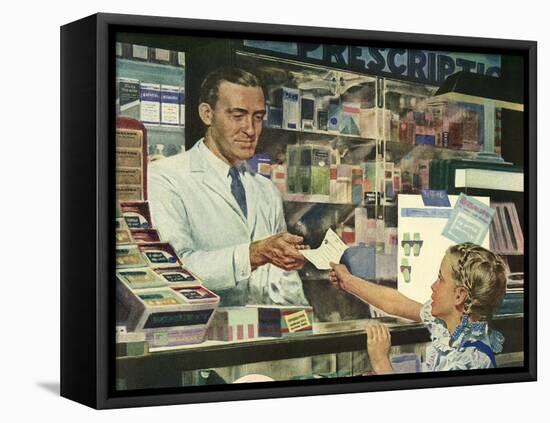 Pharmacist at Counter, 1946-null-Framed Premier Image Canvas