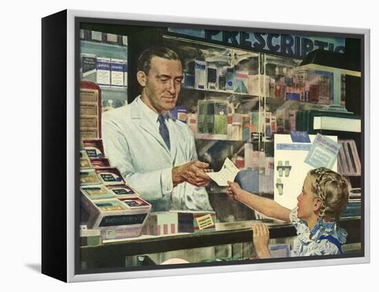 Pharmacist at Counter, 1946-null-Framed Premier Image Canvas