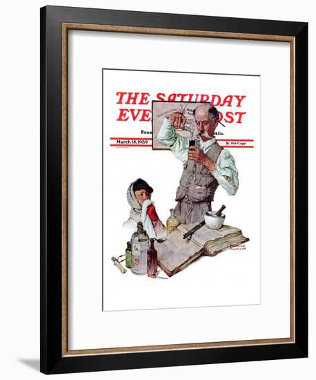 "Pharmacist" Saturday Evening Post Cover, March 18,1939-Norman Rockwell-Framed Giclee Print