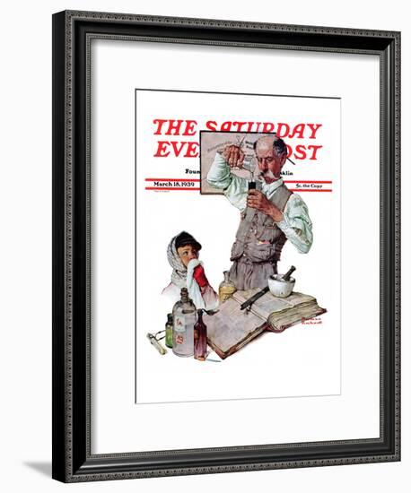 "Pharmacist" Saturday Evening Post Cover, March 18,1939-Norman Rockwell-Framed Giclee Print