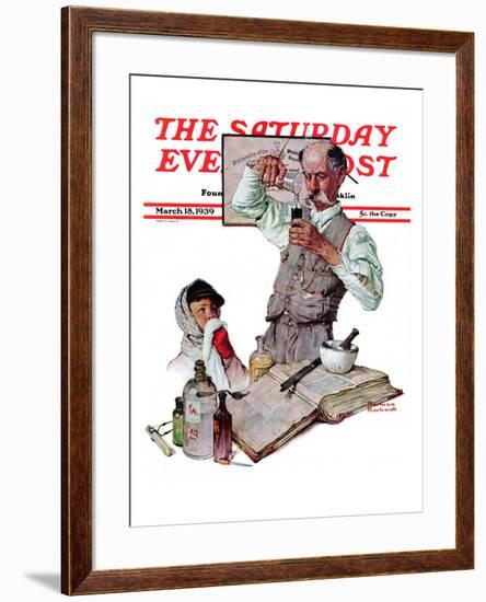 "Pharmacist" Saturday Evening Post Cover, March 18,1939-Norman Rockwell-Framed Giclee Print