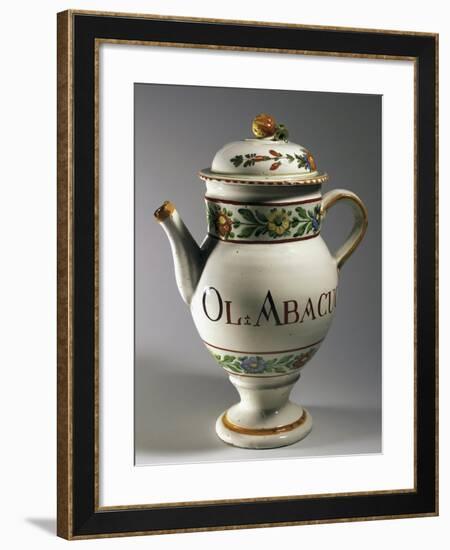 Pharmacy Jug with Lid Decorated with Plant Motifs, Ceramic-null-Framed Giclee Print