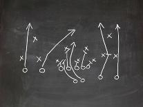 Football Play Strategy Drawn Out On A Chalk Board-Phase4Photography-Mounted Art Print