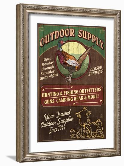 Pheasant Outfitters - Vintage Sign-Lantern Press-Framed Art Print