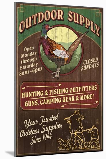 Pheasant Outfitters - Vintage Sign-Lantern Press-Mounted Art Print