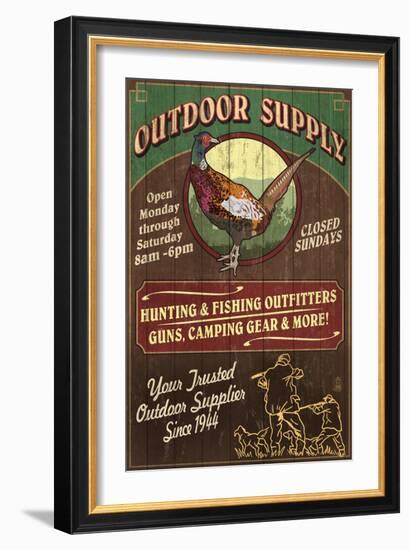 Pheasant Outfitters - Vintage Sign-Lantern Press-Framed Art Print