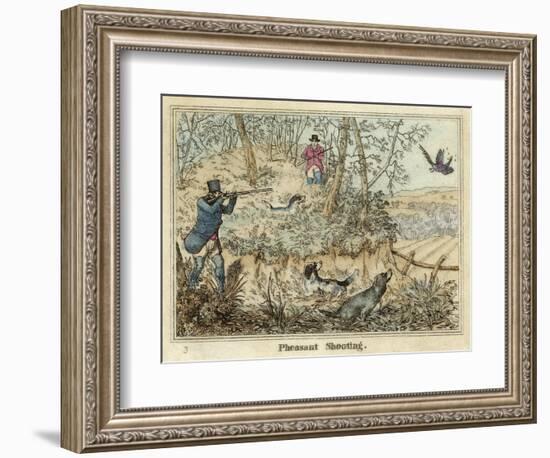 Pheasant, Two Men and Their Dogs Shoot from a Clearing-Henry Thomas Alken-Framed Art Print