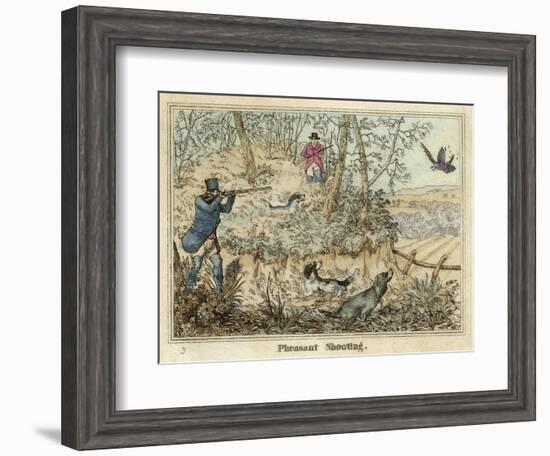 Pheasant, Two Men and Their Dogs Shoot from a Clearing-Henry Thomas Alken-Framed Art Print